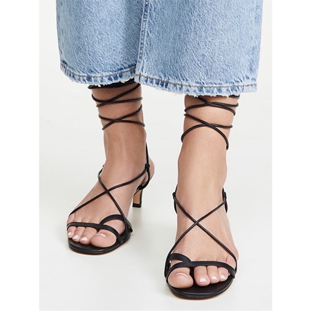 New Villa Rouge DAnnie Black leather Lace-Up Strappy Heeled Sandals low heel 7 - Picture 10 of 16